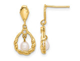 14K Yellow Gold Freshwater Cultured Pearl (3-4mm) Dangle Earrings
