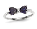 4/5 Carat (ctw) Lab-Created Blue Sapphire Twin Heart Ring 14K White Gold