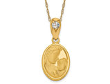 14K Yellow Gold Mother and Child Pendant Necklace with Chain