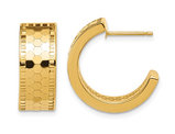 14K Yellow Gold Mosaic Polished Half-Hoop Earrings