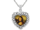 Sterling Silver Mona Lisa Enameled Pendant Necklace with Chain