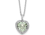 3.45 Carat (ctw) Green Amethyst Heart Pendant Necklace in Sterling Silver with Chain