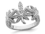 Sterling Silver Polished Three Leaf Ring