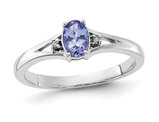 1/2 Carat (ctw) Oval Cut Tanzanite Ring in Sterling Silver