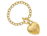 Yellow Sterling Silver Toggle Heart Charm Bracelet