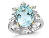 7.87 Carat (ctw) Sky Blue Topaz and White Topaz Halo Ring Sterling Silver