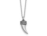 Antiqued Sterling Silver Horn Pendant Necklace with Chain