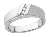 Mens 10K White Gold Ring with 1/10 Carat (ctw) Diamonds