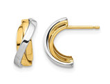 14K Yellow and White Gold Polished C-Hoop Post Earrings