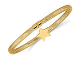14K Yellow Gold Dangle Star Mesh Stretch Bracelet
