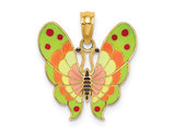 14K Yellow Gold Colorful Enamel Butterfly Charm Pendant (NO CHAIN) 