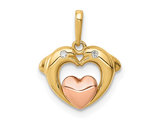 14K Yellow Gold Double Dolphin Heart Charm Pendant (NO CHAIN)