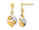 14K Yellow and White Gold Dangle Twist Dangle Earrings