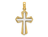 14K Yellow and White Polished Cross Pendant (NO CHAIN)