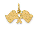 10K Yellow Gold Racing Flags Charm Pendant Necklace (NO CHAIN)