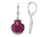 Sterling Silver Scallop Shell Leverback Dangle Earrings