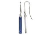 Titanium Dangle Groove Earrings with Blue Sapphires