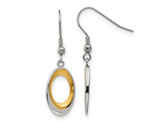 Stainless Steel Polished Oval Dangle Earrings