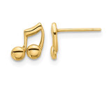 Small 14K Yellow Gold Music Notes Charm Post Earrings