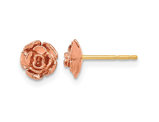 10K Rose Pink Gold Rose Flower Post Earrings 