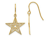 14K Yellow Gold Polished Star Dangle Earrings