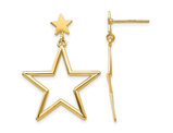 14K Yellow Gold Polished Star Dangle Earrings