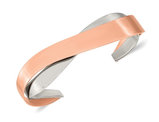 Stainless Steel Rose Plated Polished Twisted Cuff Bangle Bracelet