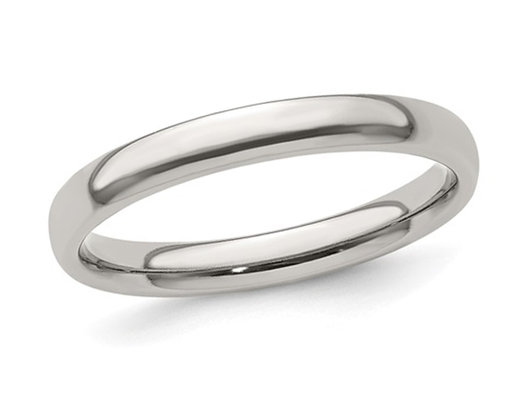 Mens or Ladies Titanium Polished Wedding Band Ring (3.00mm)