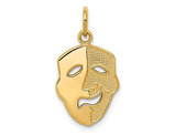 14K Yellow Gold Comedy Tragedy Mask Charm Pendant (No Chain)