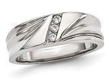 Men's Stainless Steel Band Ring with Cubic Zirconias