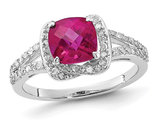 1.80 Carat (ctw) Lab-Created Ruby Halo Ring in Sterling Silver with Diamonds