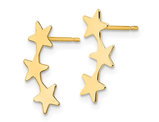 14K Yellow Gold Polished Three Star Post Earrings