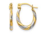 14K Yellow and White Gold Twist Hoop Earrings