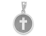 14K White Gold Reversible Circle Cross 1st Communion Pendant (NO CHAIN)