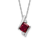 2/3 Carat (ctw) Lab-Created Ruby Solitaire Pendant Necklace in 10K White Gold with Chain