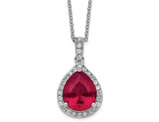 4.90 Carat (ctw) Lab-Created Ruby Teardrop Pendant Necklace in Sterling Silver with Chain
