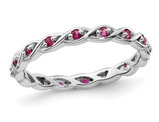 1/3 Carat (ctw) Lab-Created Ruby Band Ring in Sterling Silver