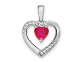 1/2 Carat (ctw) Ruby Heart Pendant 14K White Gold (NO CHAIN)