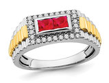 Men's 4/5 Carat (ctw) Ruby Ring 14K Yellow and White Gold with Diamonds 1/4 Carat (ctw)