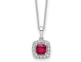 1.17 Carat (ctw) Lab-Created Ruby Pendant Necklace 10K White Gold with Lab-Grown Diamonds