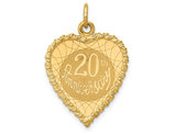 14K Yellow Gold 20th Anniversary Heart Charm Pendant (NO CHAIN)