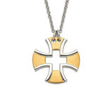 Men's Stainless Steel Plated Satin Cross Pendant Necklace with Chain