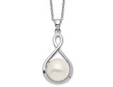 Freshwater Cultured Pearl (10-11mm) Infinity Pendant Necklace in Sterling Silver the Chain