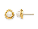 14K Yellow Gold Freshwater Cultured 4-5mm Button Pearl Post Earrings