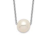 White Freshwater Cultured Pearl 9-10mm Necklace in Sterling Silver with Chain