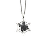 Mens Black Stainless Steel Spider Web Pendant Necklace with Chain (22 Inches)