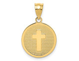 14K Yellow Gold Reversible Cross God Bless Circle Pendant (NO CHAIN)