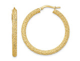 14K Yellow Gold Diamond Cut Hoop Earrings 1 1/2 Inch (3.00 mm)