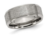Men's Titanium Ridged Edge Brushed Wedding Band Ring (8mm)