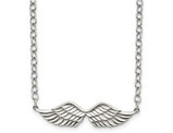 Stainless Steeel Angel Wing Charm Pendant Necklace with Chain (16 Inches)